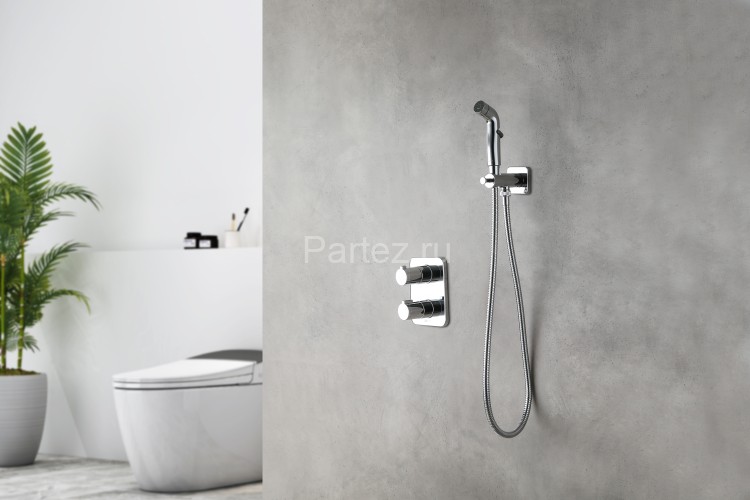 Смеситель Lemark Yeti LM7820C термостатический с гигиеническим душем, встраиваемый