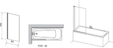 Шторка для ванны неподвижная Ravak PVS1 80х140 цвет профиля хром (79840C00Z1)