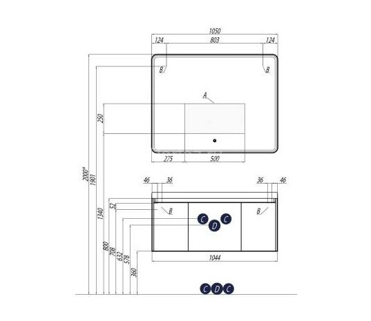 Зеркало AQUATON Шерилл 105 подсветка, сенсорный выключатель (1A206402SH010)