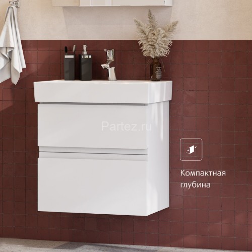 Тумба под раковину Roca Oleta 60 подвесная, 2 ящика, белый матовый (A857639501)