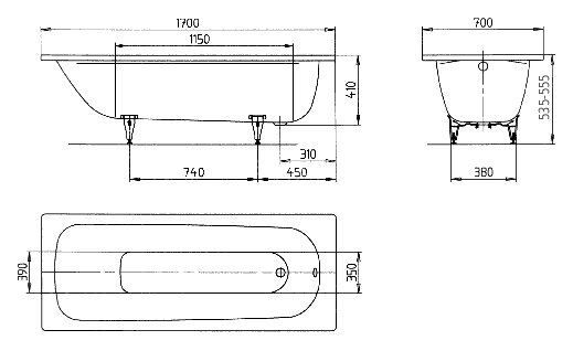 Ванна стальная Kaldewei SANIFORM PLUS 170х70х41