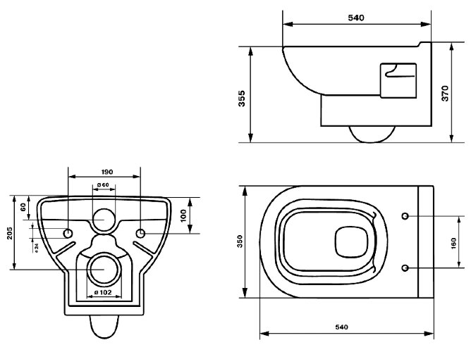 Унитаз подвесной NORDEN 350х540х355 быстросъемное сиденье микролифт, белый (40302100005)