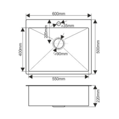 Мойка H6050B MELANA ProfLine 3,0/200 ГРАФИТ врезная прямоугольная с коландером H6050B