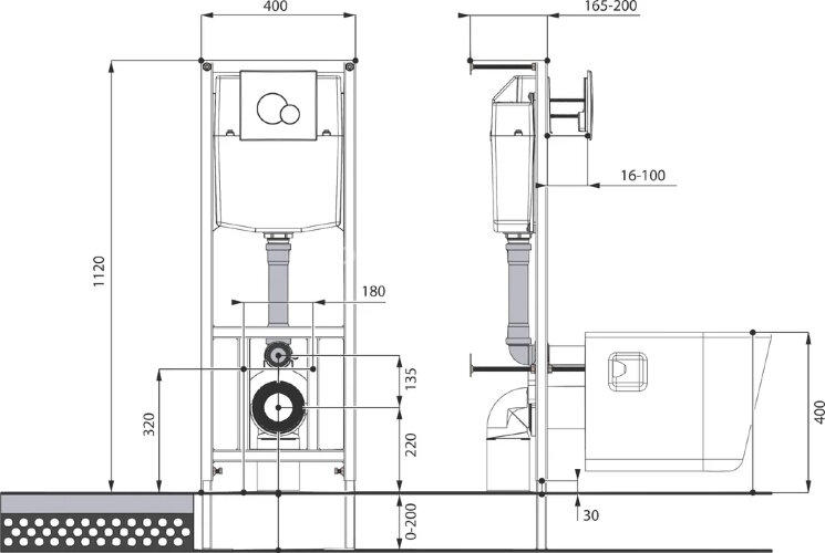 ПЭК Santeri Альфа комфорт, комплект инсталляции с унитазом с сиденьем Микролифт, белая кнопка смыва 