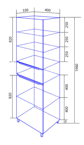 Пенал Azario LOTOS 40 400x330x1980 левый напольный (CS00083926)