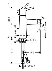 72200000 Talis S Смеситель для биде, однорычажный, со сливным гарнитуром