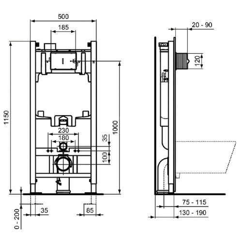 Комплект Ideal Standard EXACTO система инсталляции + унитаз с крышкой-сиденьем (RX002602)