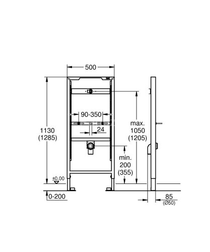 Инсталляция Grohe Rapid SL  для писсуара без клавиши (38517001)