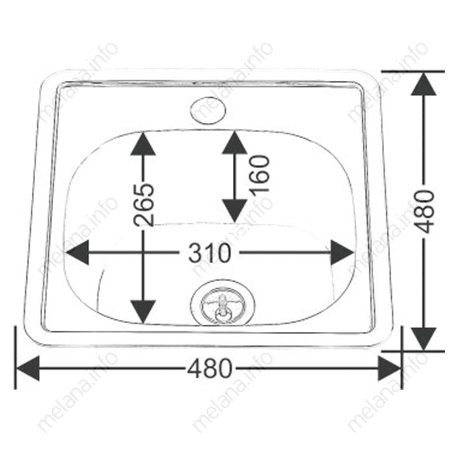 Мойка 3838 MELANA 0,6/160 ДЕКОР врезная квадратная с сифоном (210D ta *15)