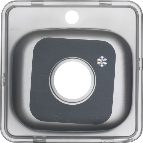 Мойка 3838 MELANA 0,6/160 ДЕКОР врезная квадратная с сифоном (210D ta *15)