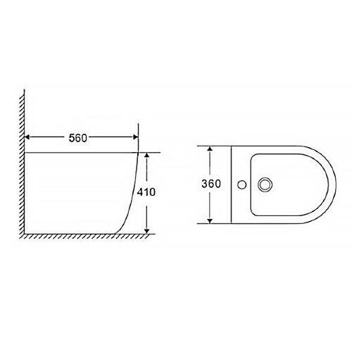 Биде напольное Azario Grado 360х560х410 санфаянс, белый (AZ-2141C)