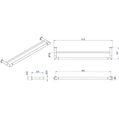 Полотенцедержатель AZARIO FORNY трубчатый двойной 60 см, хром (AZ-88302)