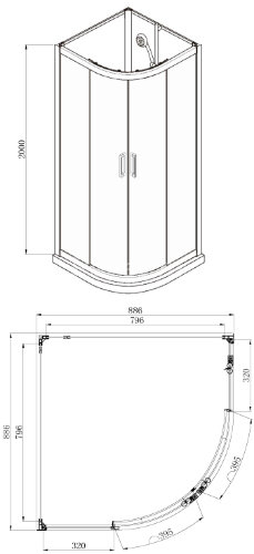 Душевая кабина AZARIO DENVER 90х90х200 прозрачное стекло 4 мм. Easy Clean, задняя панель черная, цвет профиля серый (AZ-N10812 900)