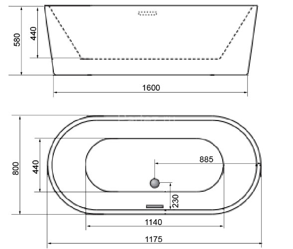 Ванна акриловая AZARIO FLORENCE 1770*810*580 отдельностоящая (AZ-М707)