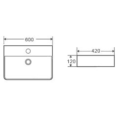 Раковина подвесная Azario 600х420х120 прямоугольная, черный матовый (AZ-2173-MB)