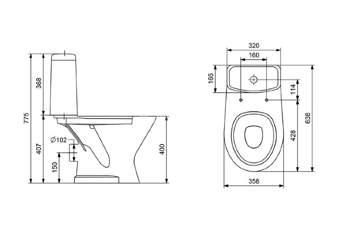 Унитаз-компакт Santeri Грация с горизонтальным выпуском, сиденье полипропилен (1.P210.3.S00.00B.F)
