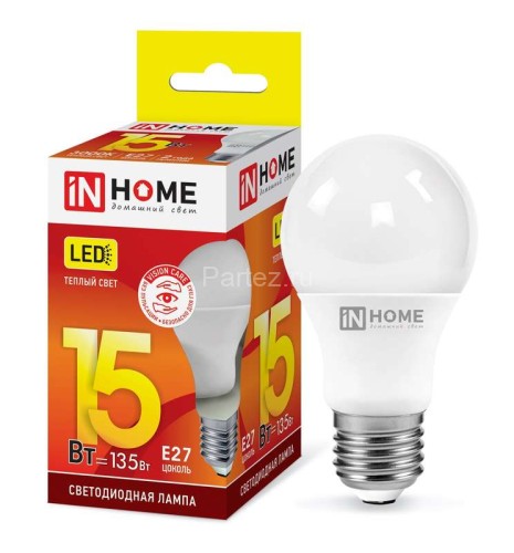 Лампа светодиодная LED-A60-VC 15Вт грушевидная 3000К тепл. бел. E27 1430лм 230В IN HOME 469061202026