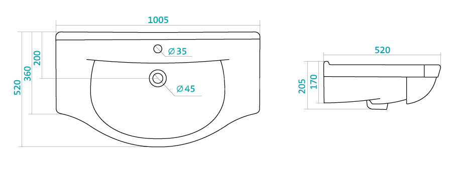 Раковина Santek "Эльбрус-100", белая (1.WH11.0.255)