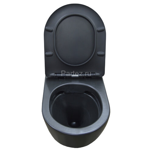 Унитаз подвесной Azario Gloria 480х370х360 безободковый, с сиденьем микролифт, чёрный матовый (AZ-20