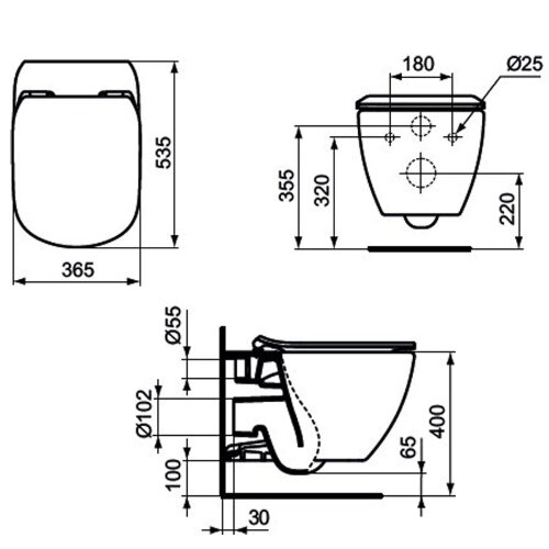 Комплект Ideal Standard ProSys 2.0 система инсталляции + унитаз с крышкой-сиденьем (RT007902)
