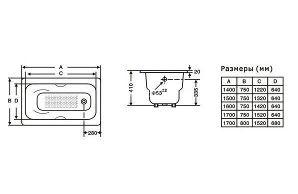 Ванна чугунная Goldman Donni 170х75х42, с ножками и ручками