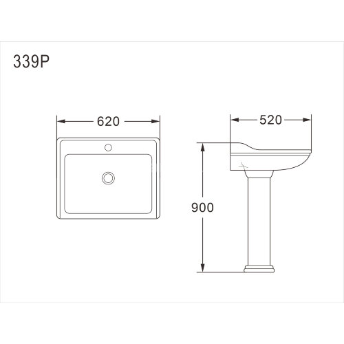 Раковина с пьедесталом AZARIO LORETTI 620х520х900 (AZ-339P)