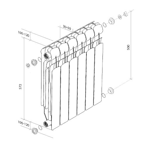 Биметаллический радиатор Royal Thermo Indigo Super Plus 500/100-6