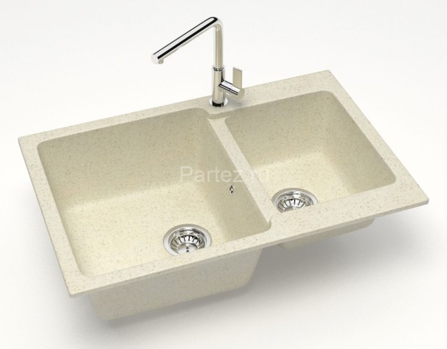Кухонная мойка AZARIO Grand 765х500х190 двойная, искусственный мрамор, цвет бежевый (CS00079902)