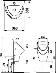 Писсуар LIVO с внешним подводом воды, сифон, уст.компл.