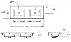 Раковина Jacob Delafon Ola 120 двойная, белая (EXVA112-00)