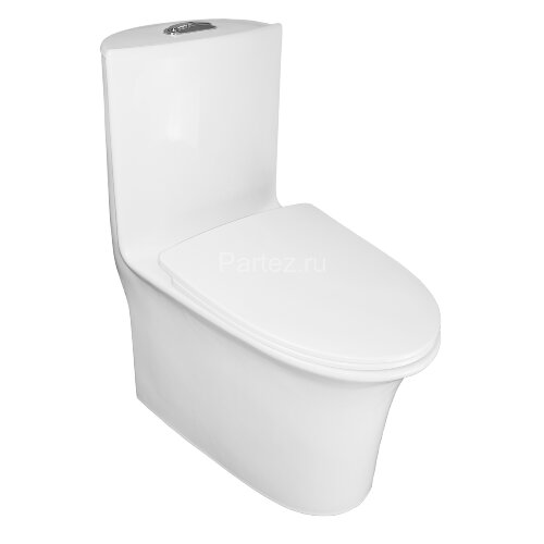 Унитаз моноблок Azario Luna 770x390x710 напольный, горизонтальный слив, сиденье дюропласт микролифт 