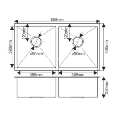 Мойка H80544 MELANA ProfLine 3,0/200 САТИН врезная прямоугольная с коландером H80544