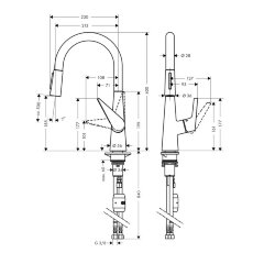 Смеситель Hansgrohe Talis S, с выдвижным душем