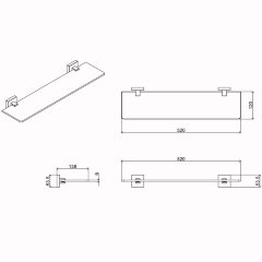 Полка AZARIO RINA стеклянная 52 см (AZ-87003)