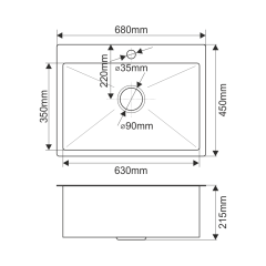 Мойка H6845 MELANA ProfLine 3,0/200 САТИН врезная прямоугольная с коландером H6845