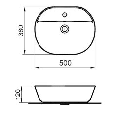 Раковина накладная Azario 500х380х120 овальная, белый (AZ-2202 SP)