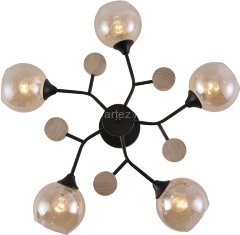 Потолочная люстра Reluce 01501-0.3-05 BK+WOOD
