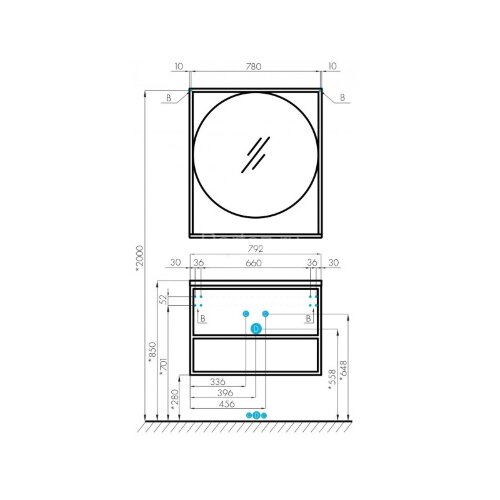 Зеркало AQUATON Лофт Фабрик 80, дуб эндгрейн (1A242602LTDU0)