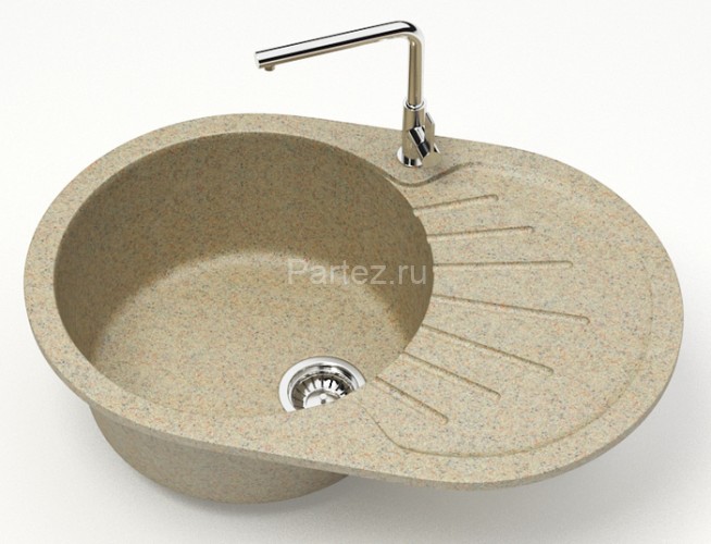 Кухонная мойка AZARIO Flora 730x450x215 искусственный мрамор, цвет песочный (CS00079915)