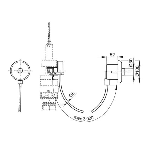 Кнопка пневматического смыва на расстоянии, ручное управление, белый. Alcadrain (MPO10)