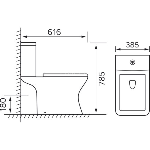 Унитаз-компакт Azario Nigel 385х616х785 напольный, безободковый, с быстросъемным сиденьем микролифт