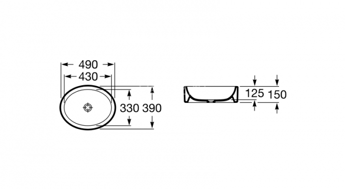 Раковина Roca FUEGO 490х390х150 мм накладная, белая (7.3272.2.E00.0)