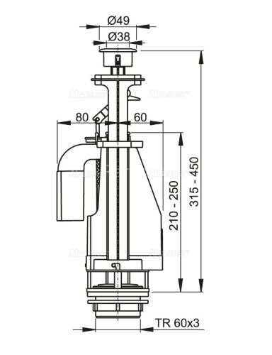 Сливной механизм Alcaplast, с двойной кнопкой, хром (A08A)