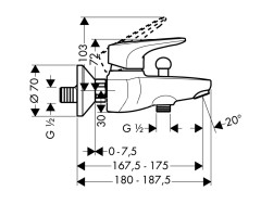 Hansgrohe 31470000 Metris Е Смеситель для ванны, однорычажный, ВМ, 1/2