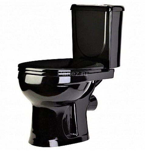 Унитаз-компакт Ирида Стандарт горизонтальный выпуск, с сиденьем, черный (40374110402)