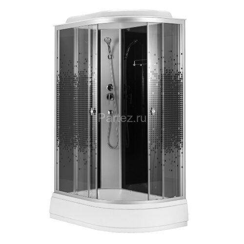 Душевая кабина Loranto 120x80x215 левая, поддон 25 см, 4 мм прозрачное стекло с рисунком "мозайка" (CS-1200-25ТМ/М L)