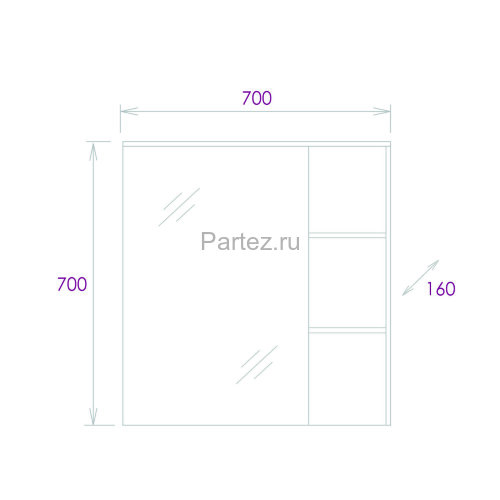 Зеркало-шкаф Onika Легран 70.00 Универсальный, Дуб галифакс (207036)