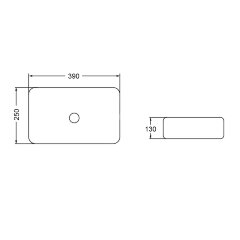 Раковина-чаша Azario 390х250х130 накладная, квадратная, белый глянец (AZ-2256)
