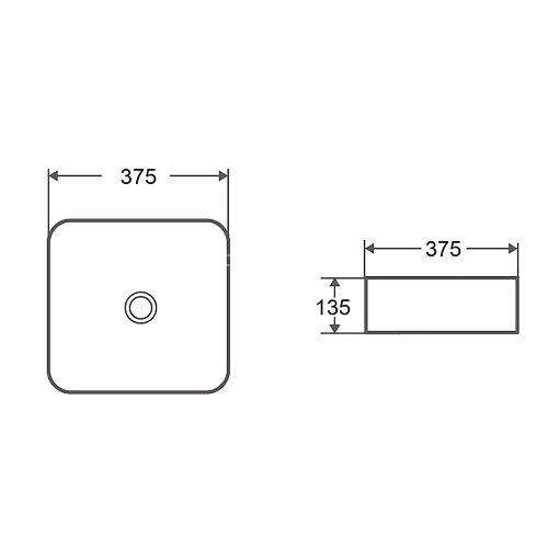 Раковина-чаша Azario 375x375x135 накладная, квадратная, белый глянец (AZ-2283)