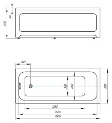 Ванна акриловая AZARIO BELLA прямоугольная 180*80 см (AV.0020180)